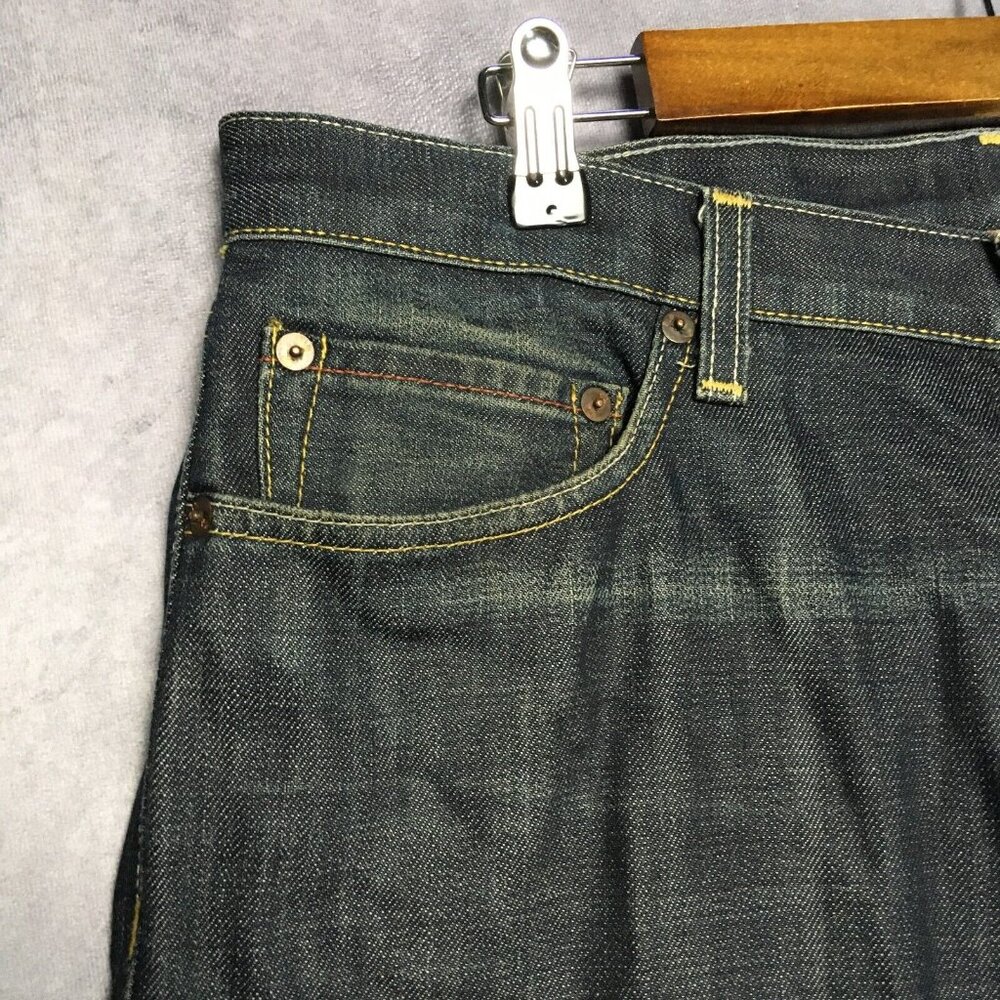 Banana Republic Men Straight Leg Blue Jeans size 36x32 Raw Look Denim Button Fly - Picture 14 of 16